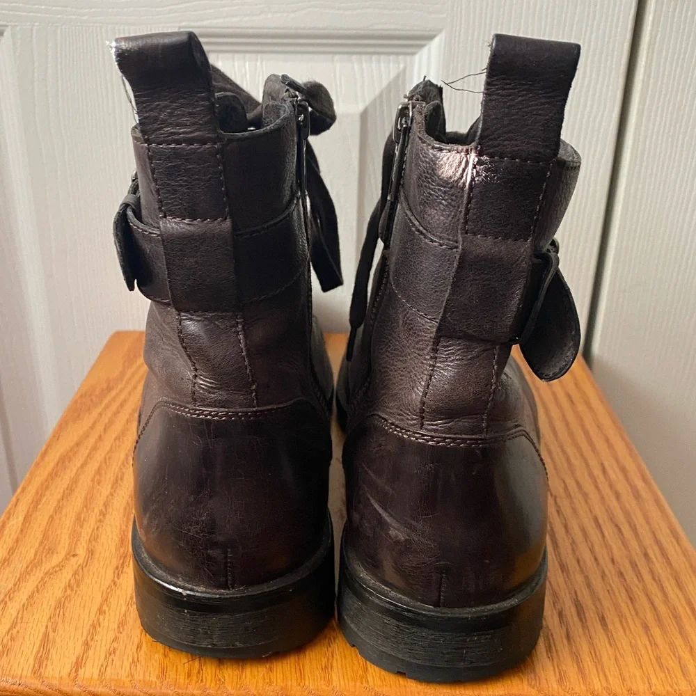 BANANA REPUBLIC Broderick Dark Brown Side Zip Buckle Cap Toe Lace Up Chukka 8‎